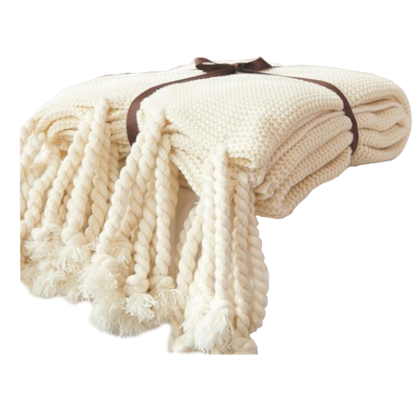 1 Sets of Hod Health & Home 1 Sets Of Long Tassel Knitted Blanket Throw