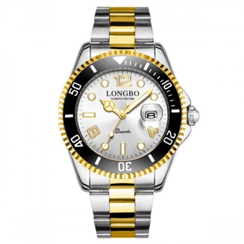 Veile Studios Men's Luminous Waterproof Stainless Steel Watch With Calendar Quartz Wristwatch