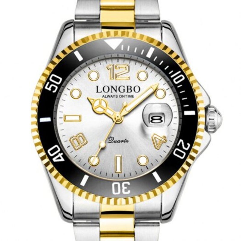 Veile Studios Men's Luminous Waterproof Stainless Steel Watch With Calendar Quartz Wristwatch