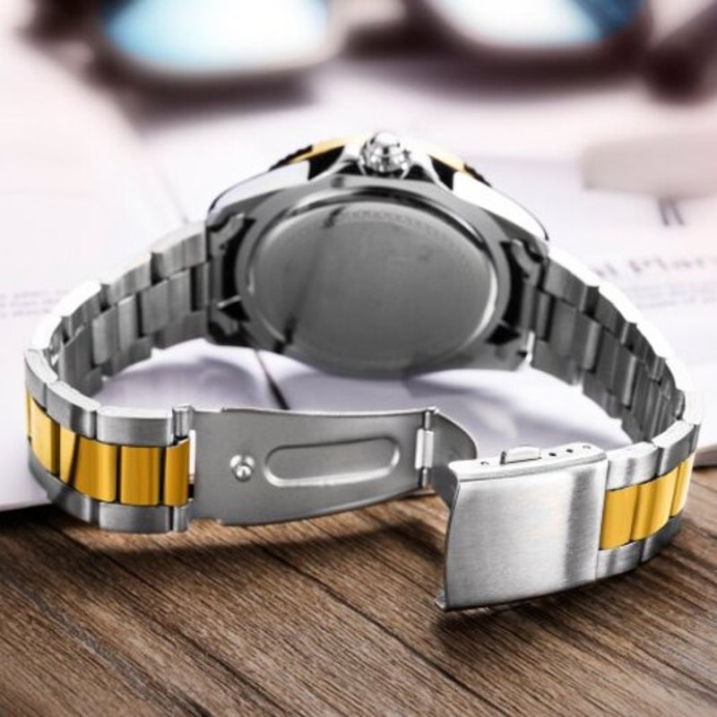 Veile Studios Men's Luminous Waterproof Stainless Steel Watch With Calendar Quartz Wristwatch
