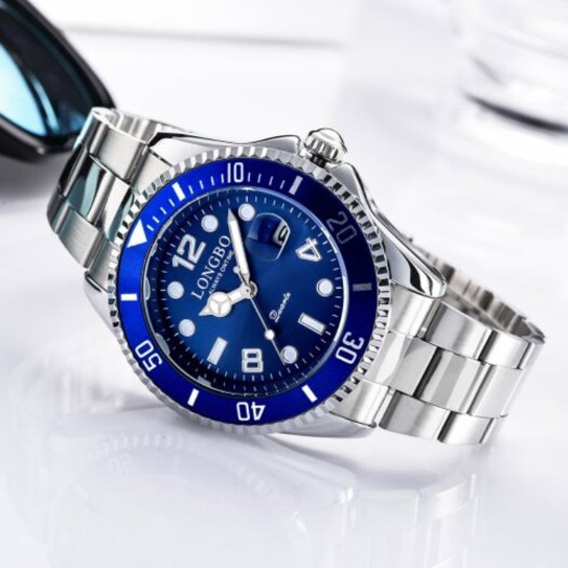 Veile Studios Men's Luminous Waterproof Stainless Steel Watch With Calendar Quartz Wristwatch