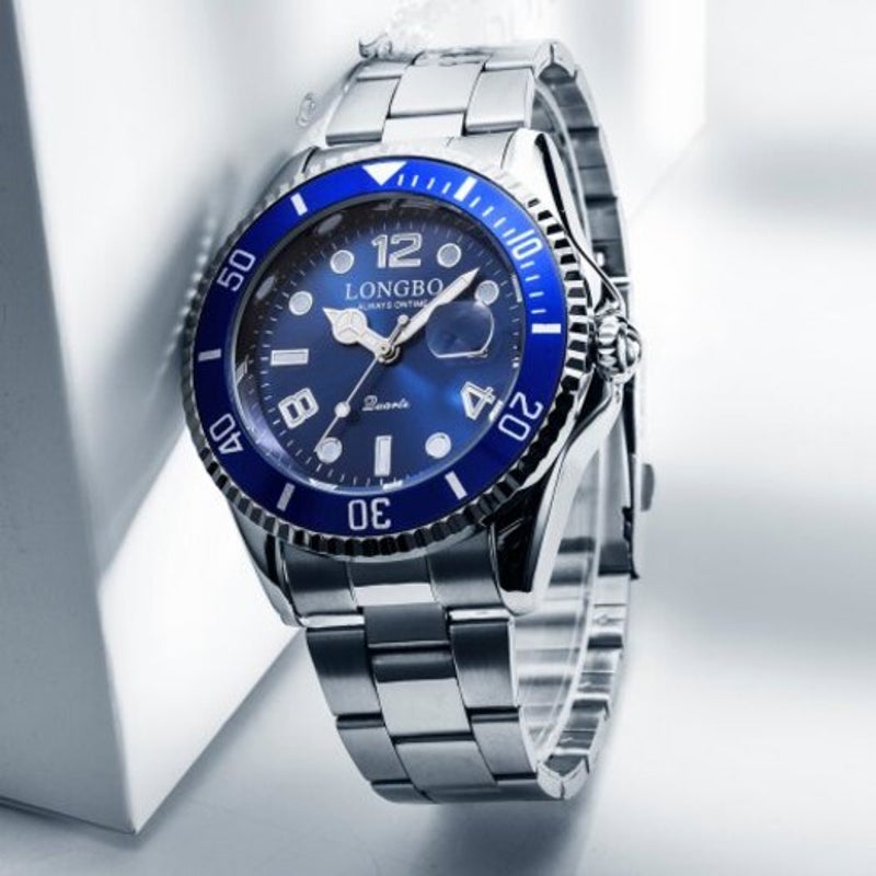 Veile Studios Men's Luminous Waterproof Stainless Steel Watch With Calendar Quartz Wristwatch