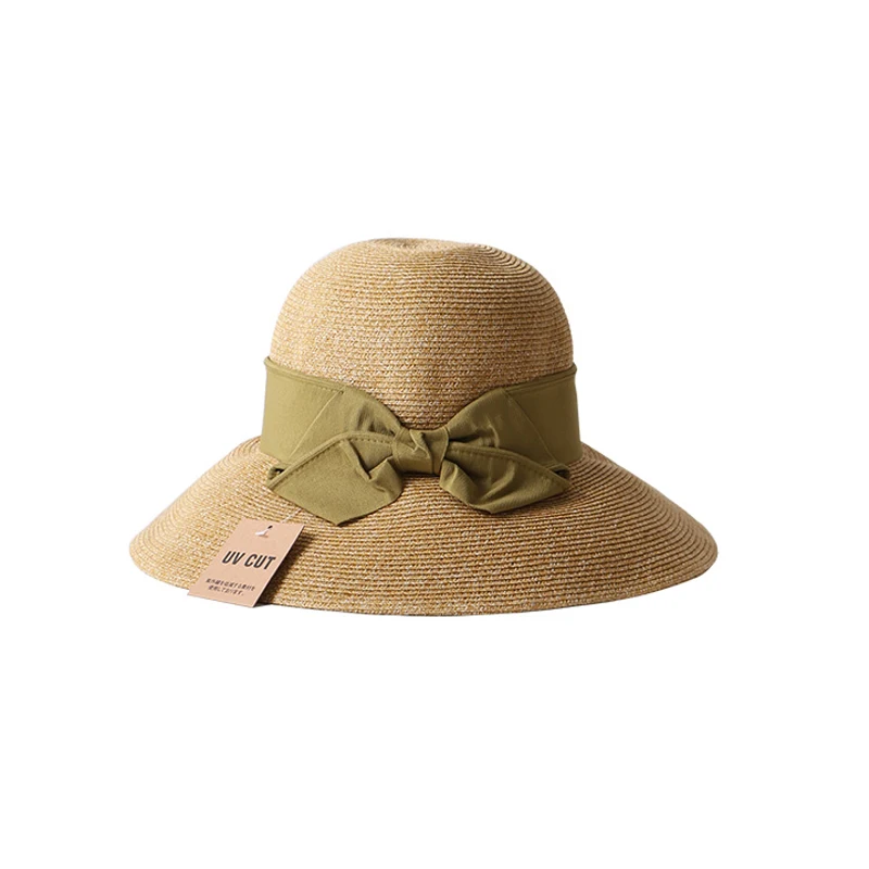 French Style Women Summer Sun Hat Beach Straw Bow Ribbon Cap