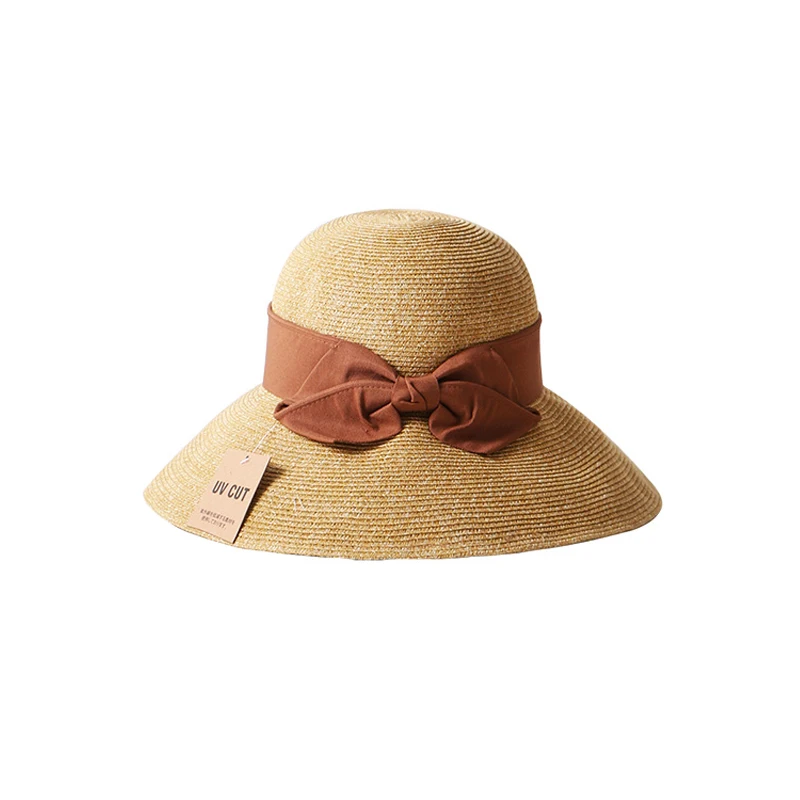 French Style Women Summer Sun Hat Beach Straw Bow Ribbon Cap