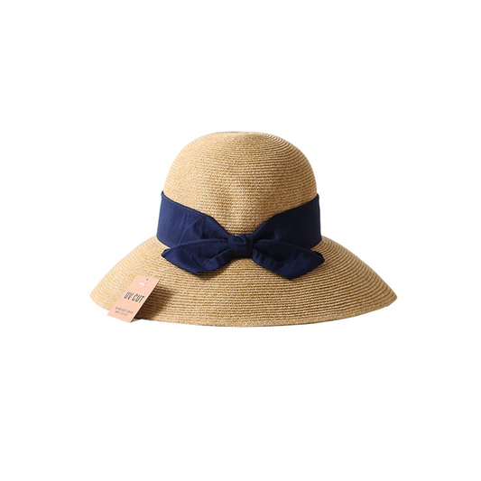 French Style Women Summer Sun Hat Beach Straw Bow Ribbon Cap