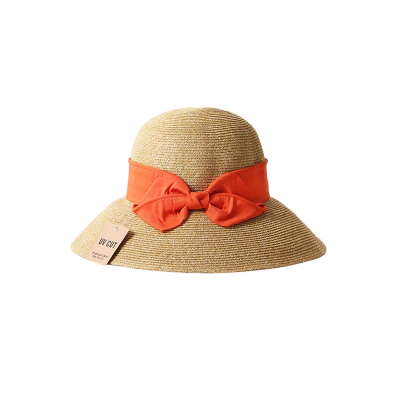 French Style Women Summer Sun Hat Beach Straw Bow Ribbon Cap
