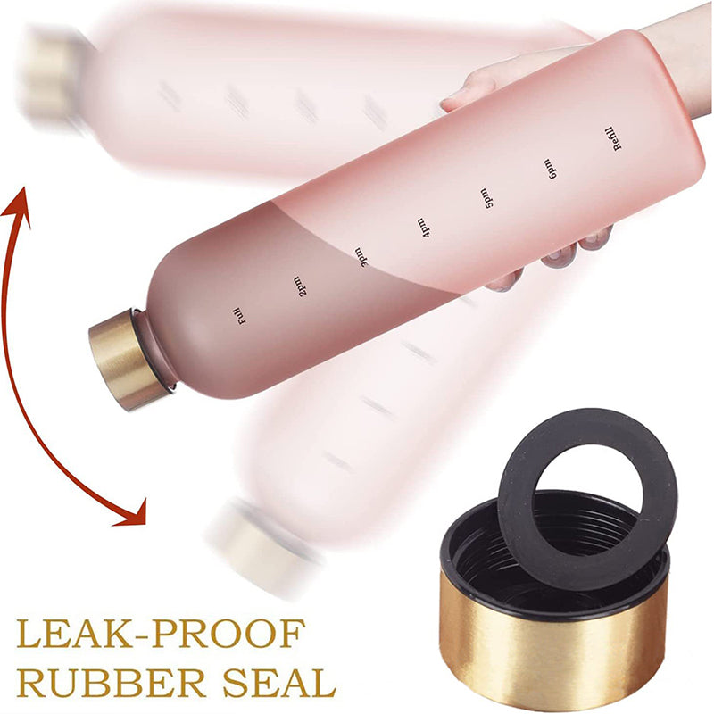 1L Water Bottle Time Marker Bpa Free Frosted Drinkbottles