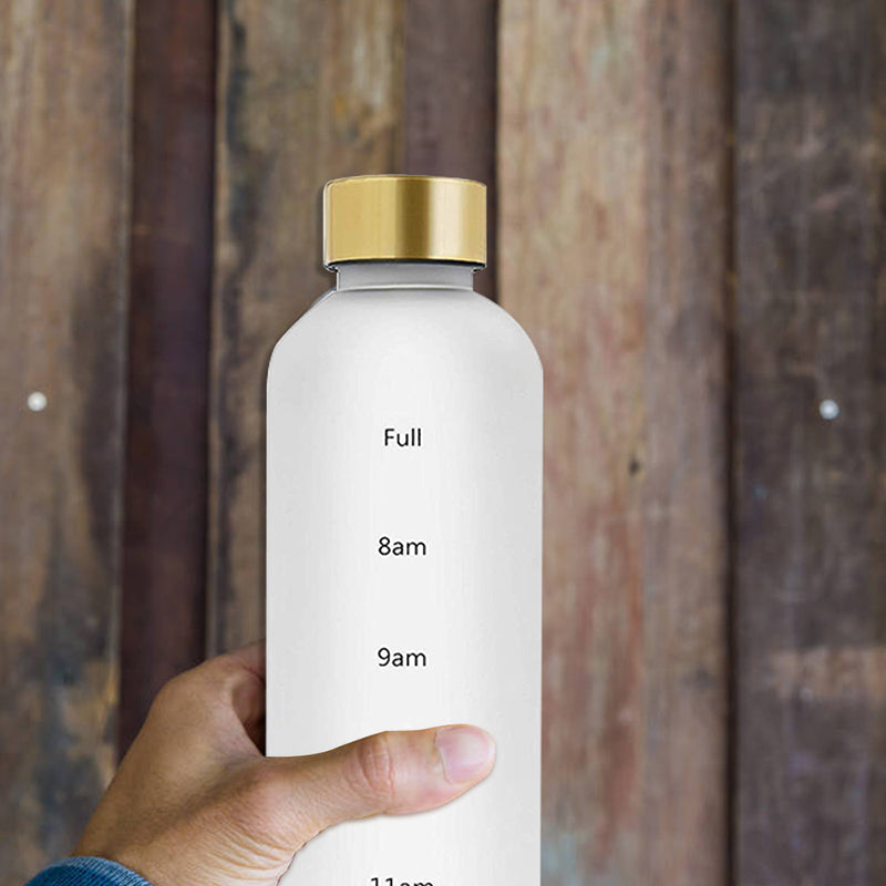 1L Water Bottle Time Marker Bpa Free Frosted Drinkbottles