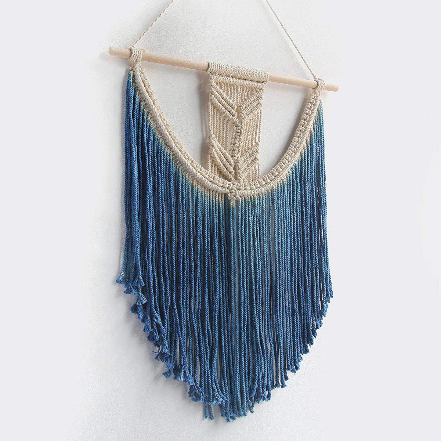 Blue Boho Macrame Wall Hanging Tapestry Decor