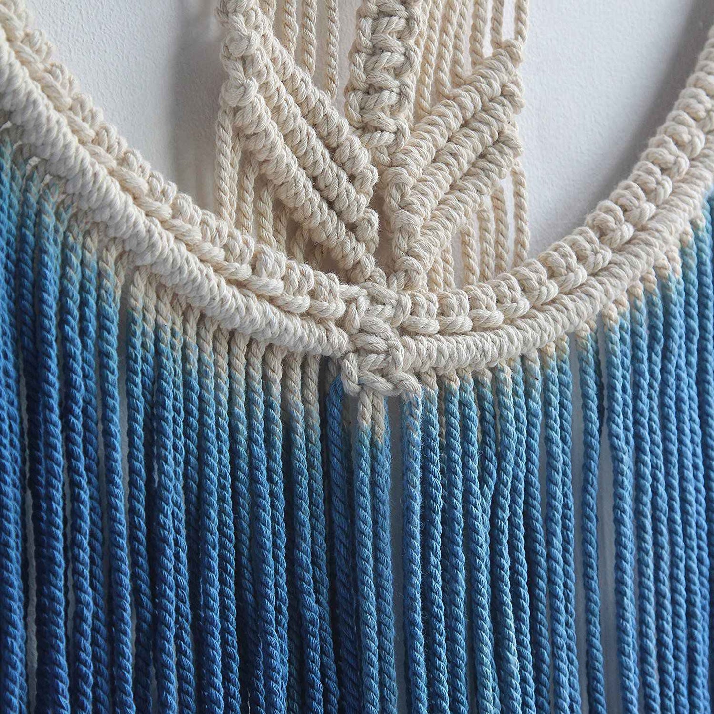 Blue Boho Macrame Wall Hanging Tapestry Decor