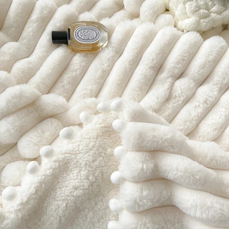 Deep Pink Tuscan Faux Fur Weighted Blanket 120X150cm For Autumn Winter