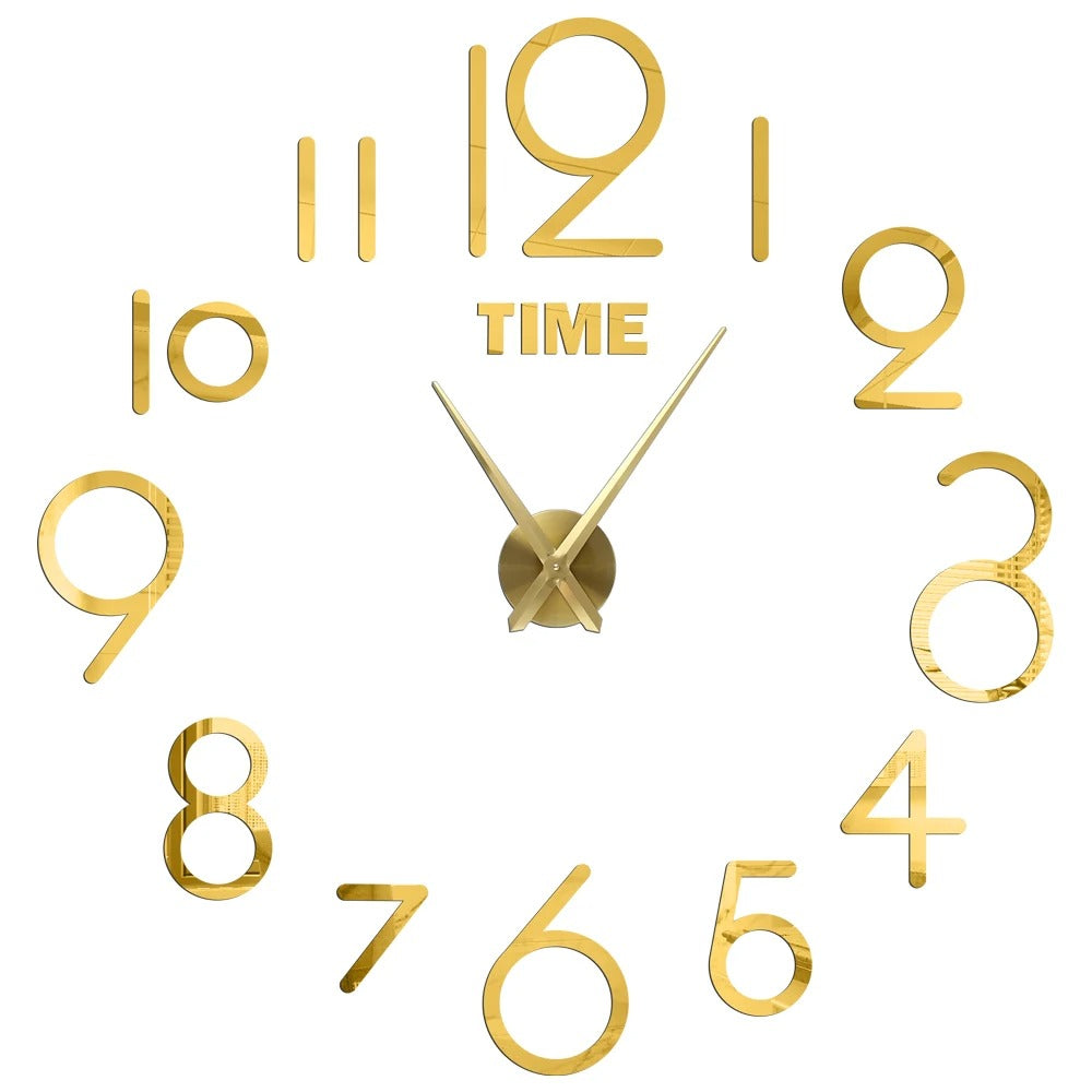 Wall Clock Gold Design 27 Inch 3D Diy Mirror Acrylic Sticker Fashion Quartz Watch