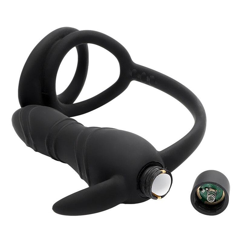 Cock Ring Anal Vibrator Butt Plug Male Silicone Prostate Massager