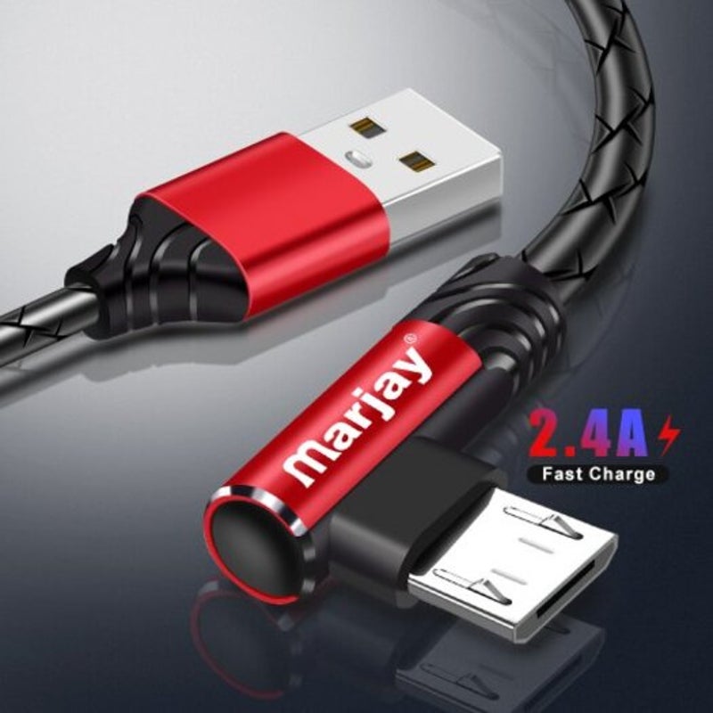 2.4A Elbow Tpe Degree Fast Charging Type Micro Usb For Samsung S8 S9 Note Xiaomi Mi8 Black 1M