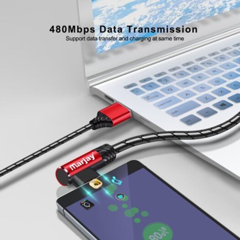 2.4A Elbow Tpe Degree Fast Charging Type Micro Usb For Samsung S8 S9 Note Xiaomi Mi8 Black 1M