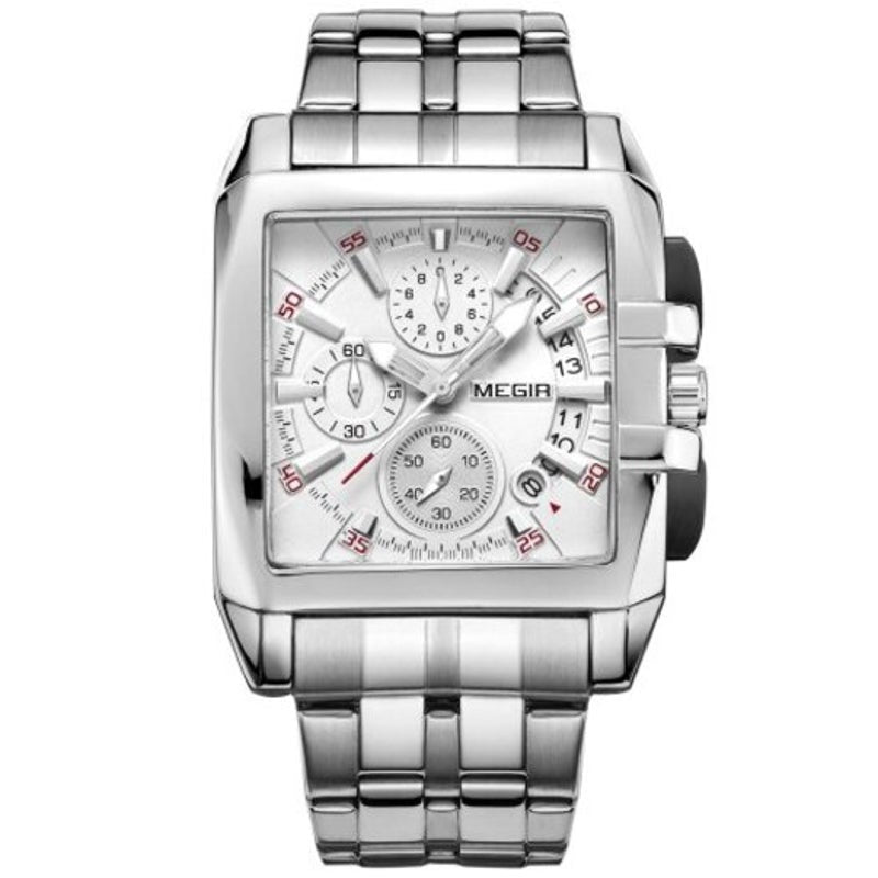 Veile Studios 2018 Men's Watch Steel Belt Sports Outdoor Square White