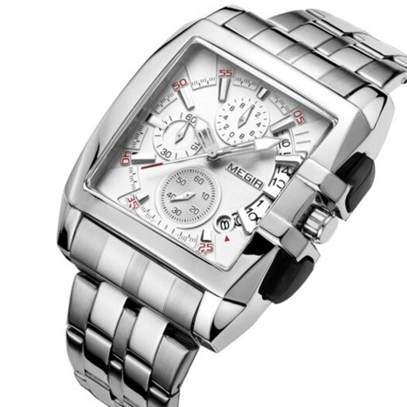 Veile Studios 2018 Men's Watch Steel Belt Sports Outdoor Square White