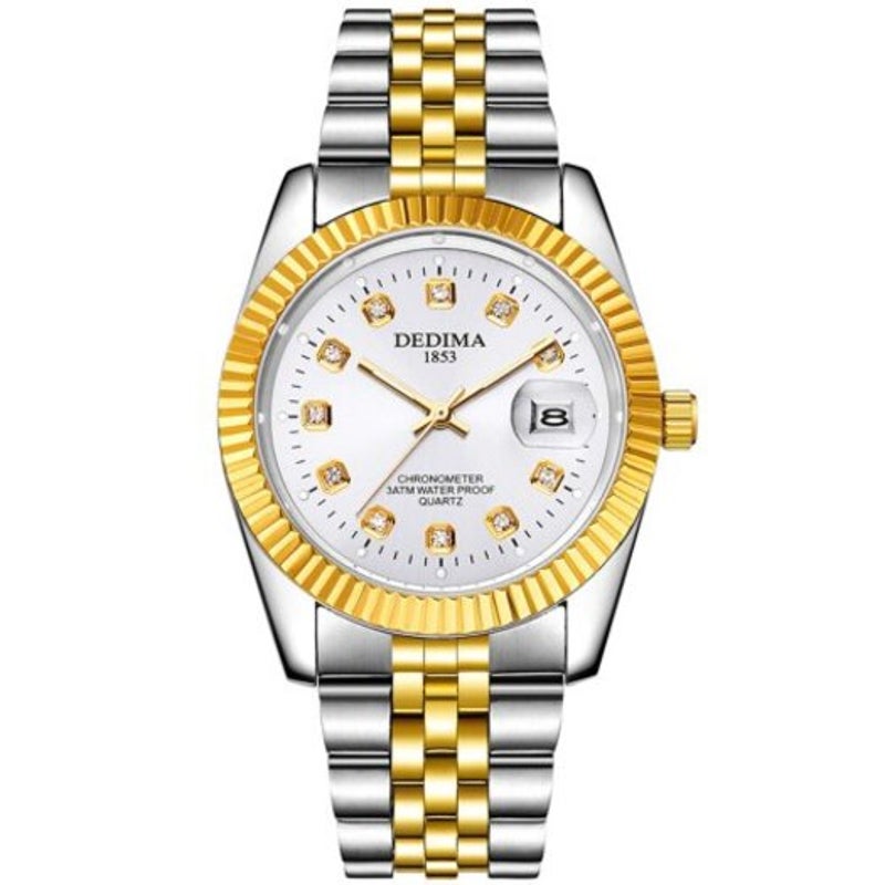 Veile Studios Men's Luxury Fashion Calendar Stainless Steel Quartz Dress Watch White