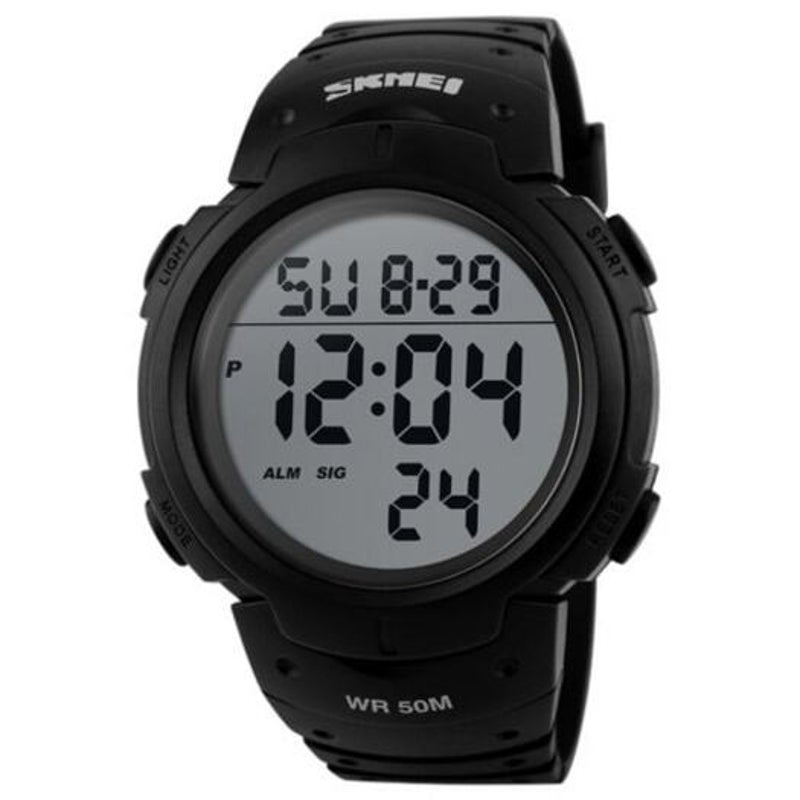 Veile Studios Men Waterproof 50M Digital Led Military Fashion Electronic Wrist Watch Black