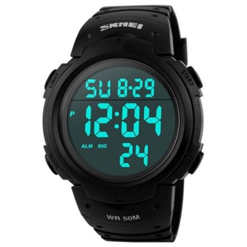Veile Studios Men Waterproof 50M Digital Led Military Fashion Electronic Wrist Watch Black