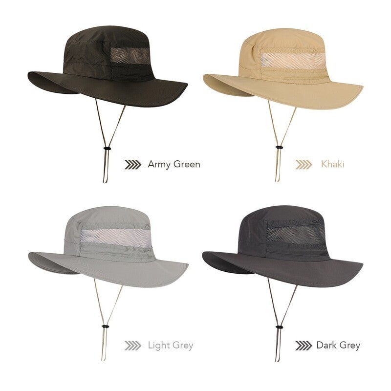 Fisherman Cap Wide Brim Breathable Sunshade Waterproof Folding Mesh Sports Hat