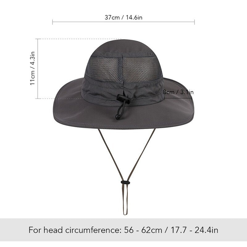 Fisherman Cap Wide Brim Breathable Sunshade Waterproof Folding Mesh Sports Hat