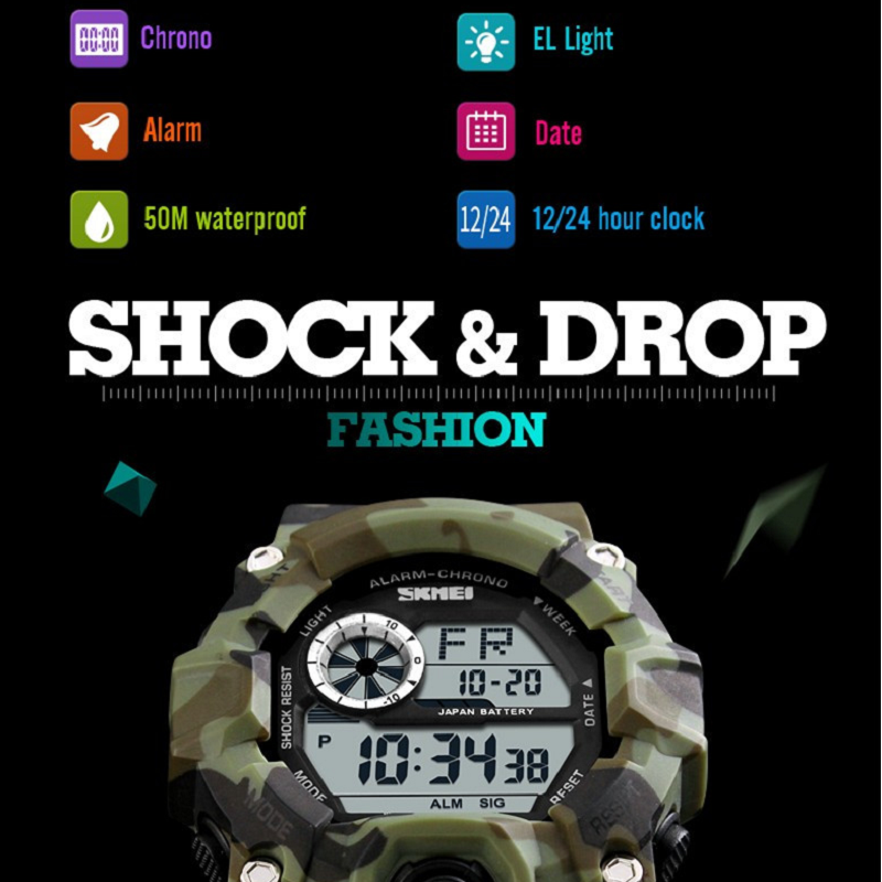 Camouflage Student Watch Men's Sports Waterproof Electronic Green