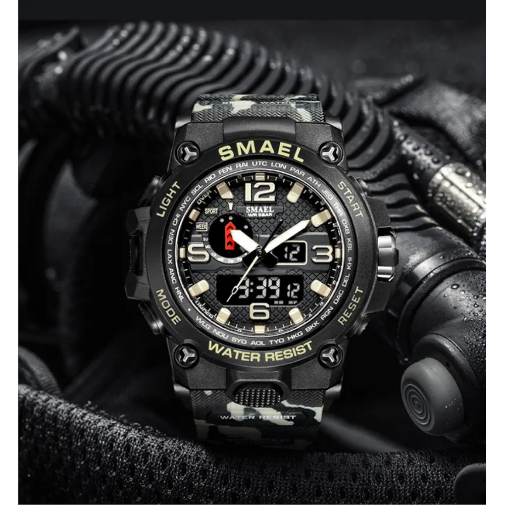 Veile Studios Men Waterproof Dual Display Sport Wristwatch Quartz Digital Military Male Stopwatch