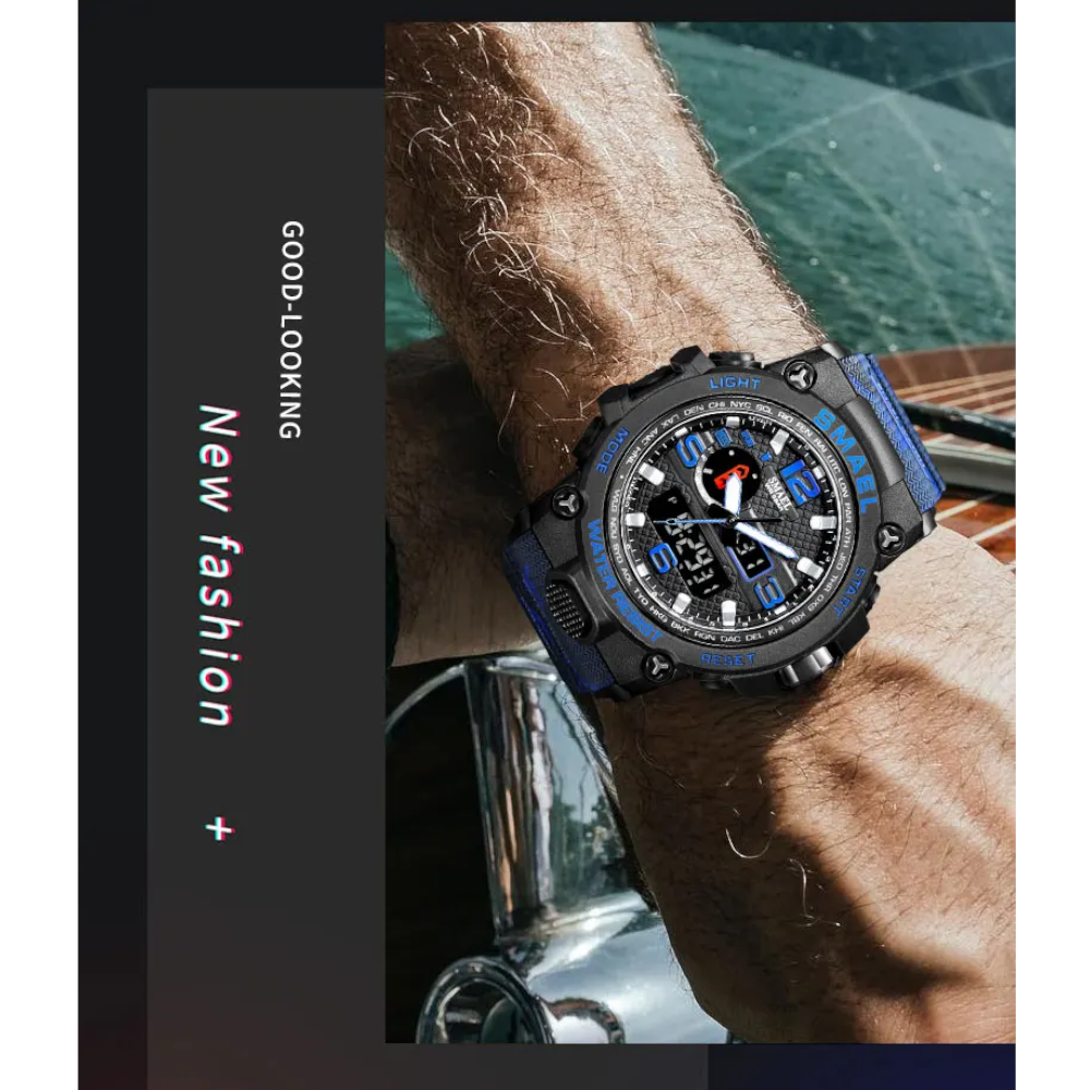 Veile Studios Men Waterproof Dual Display Sport Wristwatch Quartz Digital Military Male Stopwatch