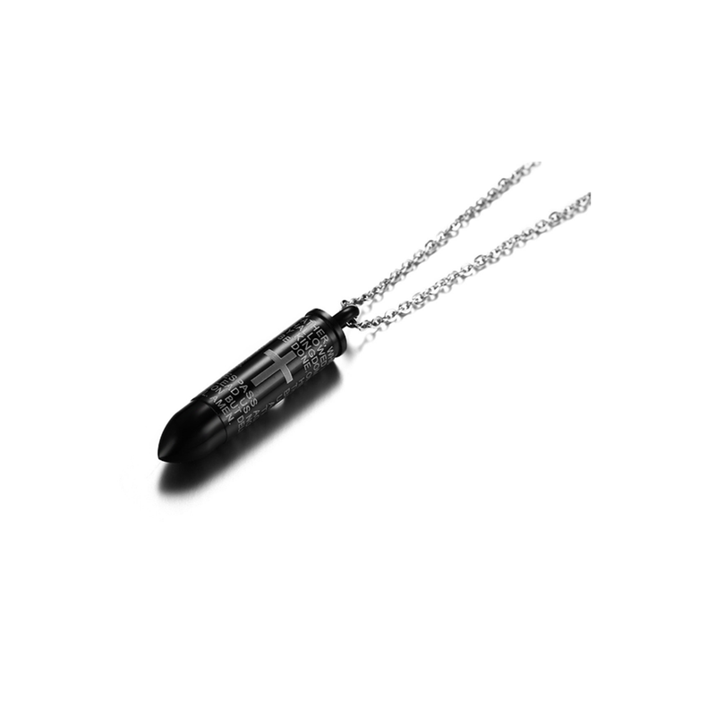 Veile Studios Men's Engraved English Lord's Prayer Stainless Steel Cross Pendant Black