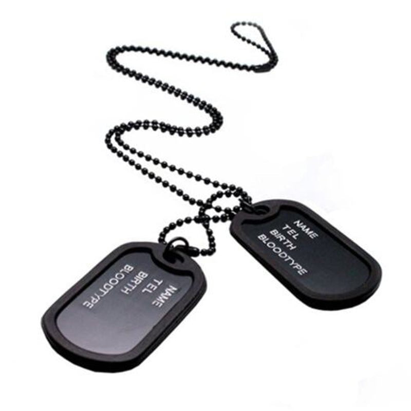 Veile Studios Military Army Style Black 2 Dog Tagss Chain Mens Pendant Necklace