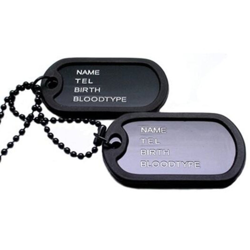 Veile Studios Military Army Style Black 2 Dog Tagss Chain Mens Pendant Necklace