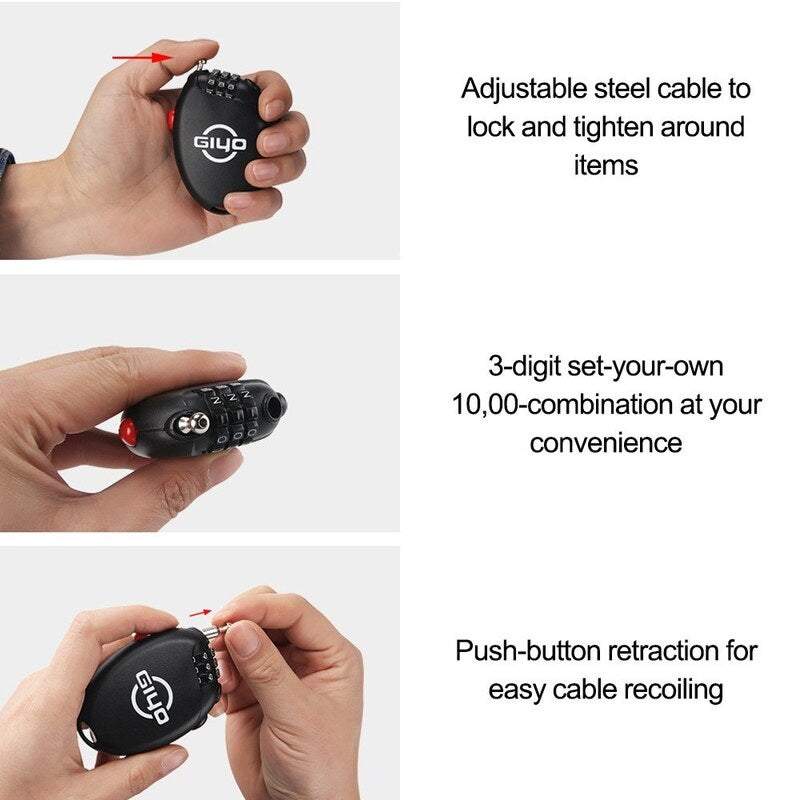 Bike Locks Mini Bicycle Helmet Anti Theft 3 Digits Combination Password Cycling Safety