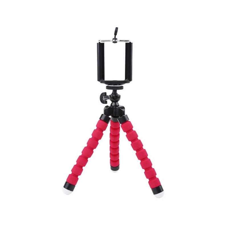 Phone Mobile Camera Holder Clip Smartphone Stand Octopus Mini Tripod Red