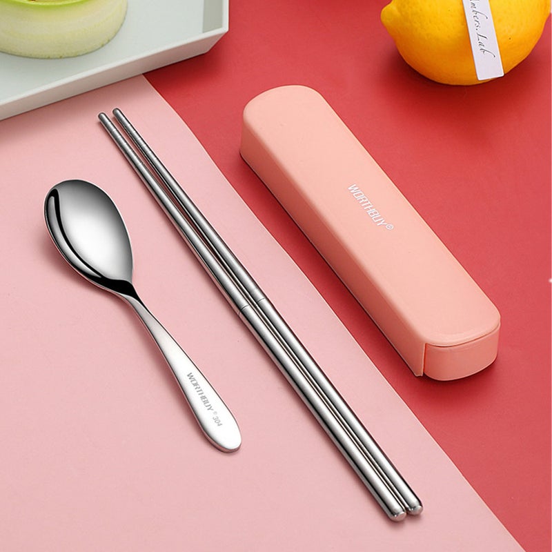 Travel Stainless Steel Tableware Set Chopsticks Spoon Dinnerware