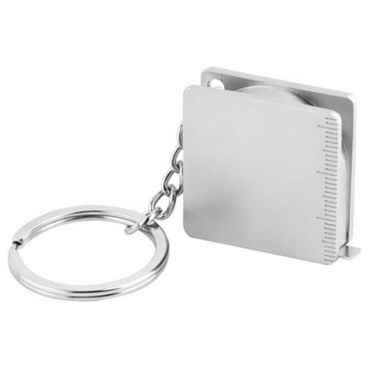 Full Metal Ruler Tape Measure Multifunctional Keychain Silver