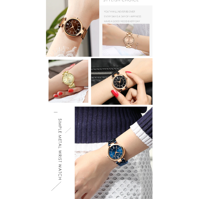 Veile Studios Mini Focus Ladies Quartz Watch Luminous Waterproof Stainless Steel Strap Wristwatch
