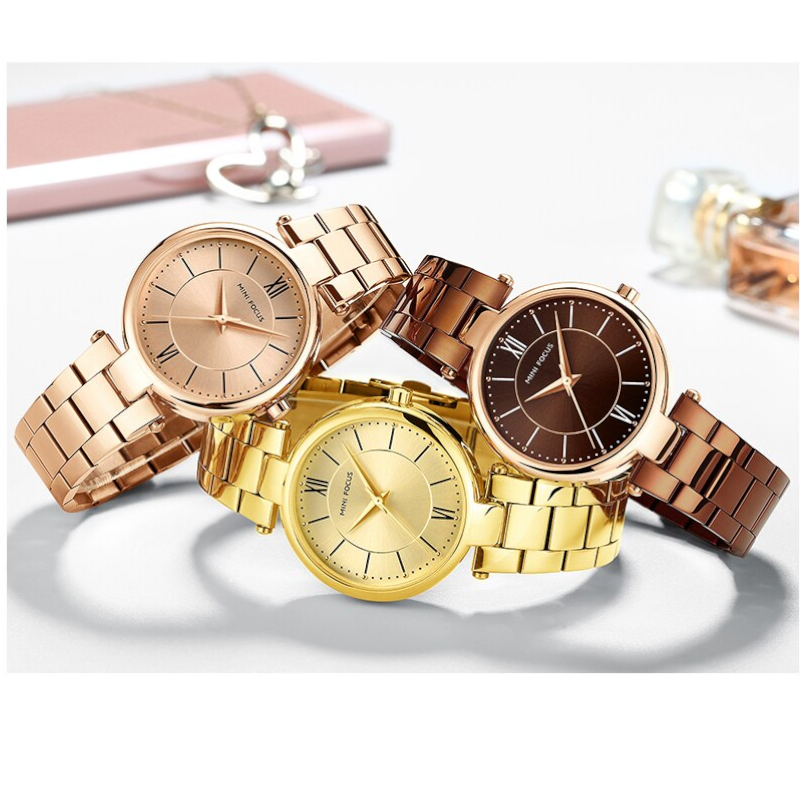 Veile Studios Mini Focus Ladies Quartz Watch Luminous Waterproof Stainless Steel Strap Wristwatch