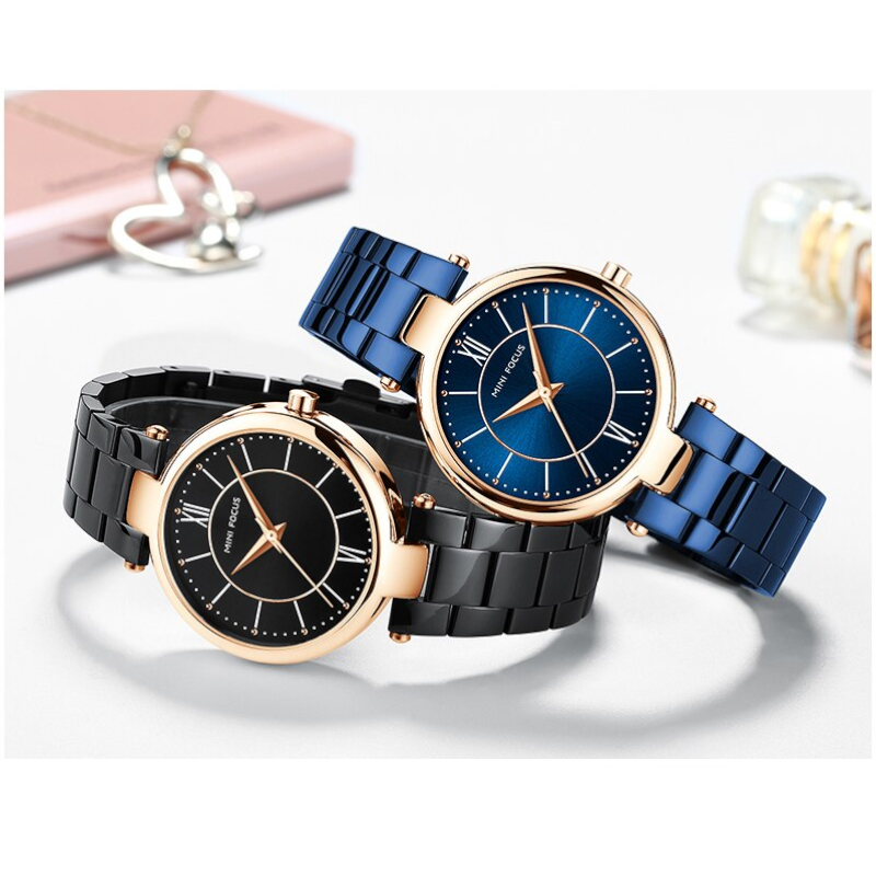 Veile Studios Mini Focus Ladies Quartz Watch Luminous Waterproof Stainless Steel Strap Wristwatch