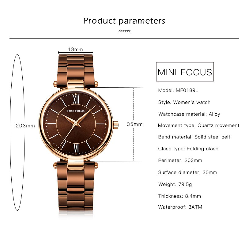 Veile Studios Mini Focus Ladies Quartz Watch Luminous Waterproof Stainless Steel Strap Wristwatch