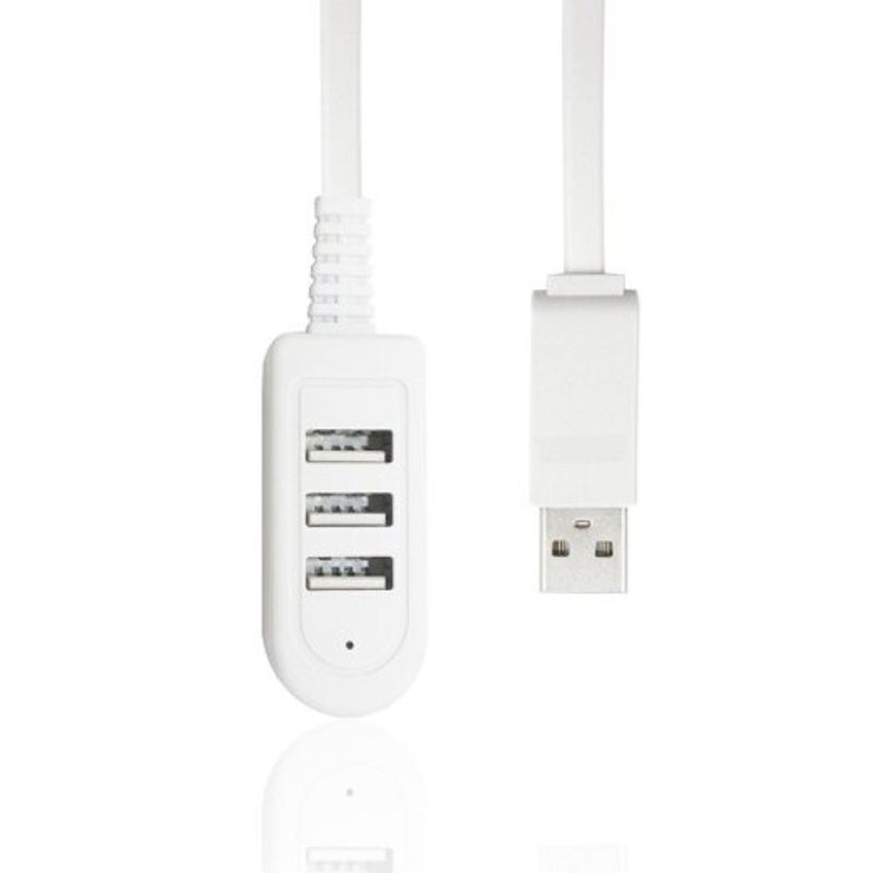 2.4A 3 Port Usb Hub Extension Charging Cable With Data Adapter White 120Cm