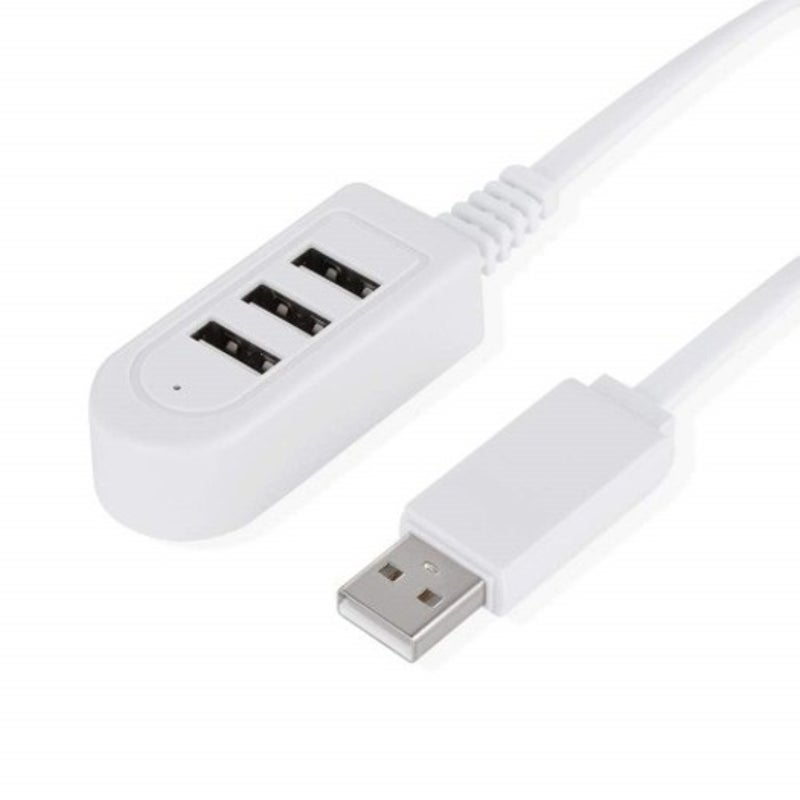 2.4A 3 Port Usb Hub Extension Charging Cable With Data Adapter White 120Cm