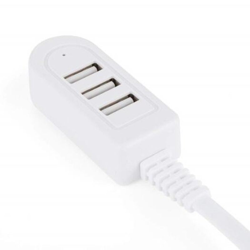 2.4A 3 Port Usb Hub Extension Charging Cable With Data Adapter White 120Cm