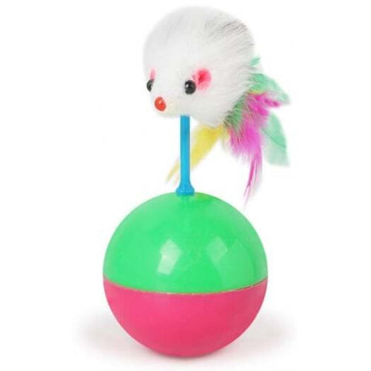 Mouse Tumbler Cat Dog Toy Ball Pet Real Rabbit Hair Multi