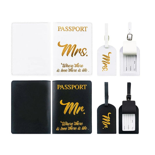 Mr And Mrs Passport Covers Luggage Tags Gift Set