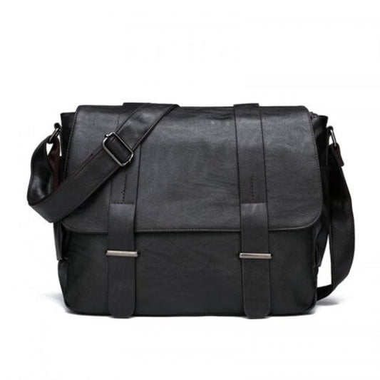 Muhan9006 Men's Retro Design Pu Crossbody Bag Large Capacity Charcoal