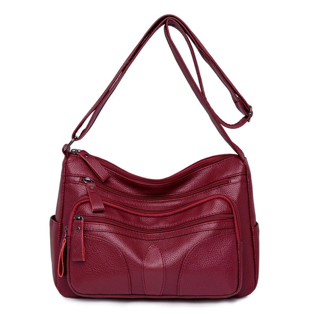Multi Pockets Large Capacity Pu Leather Shoulder Cross Body Bags For Women Casual Purses Handbags Luxury Designer