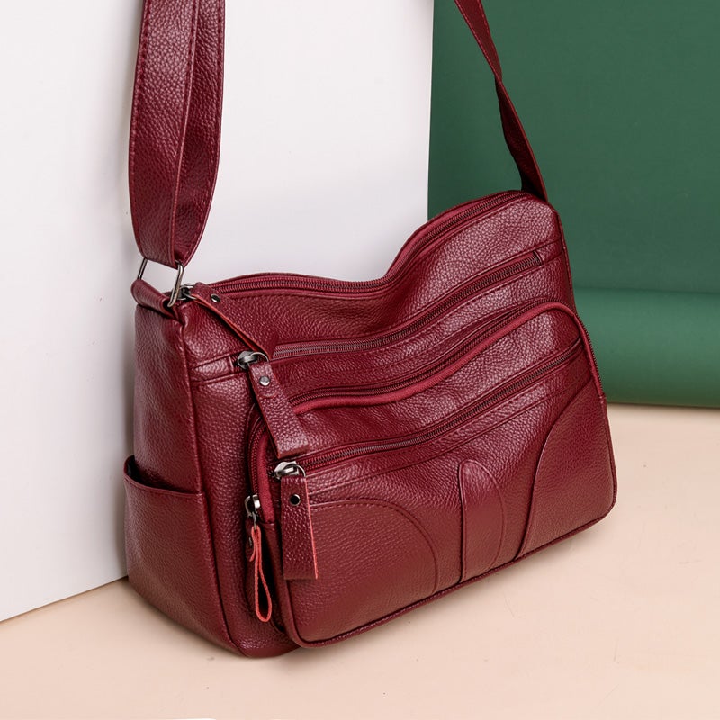 Multi Pockets Large Capacity Pu Leather Shoulder Cross Body Bags For Women Casual Purses Handbags Luxury Designer