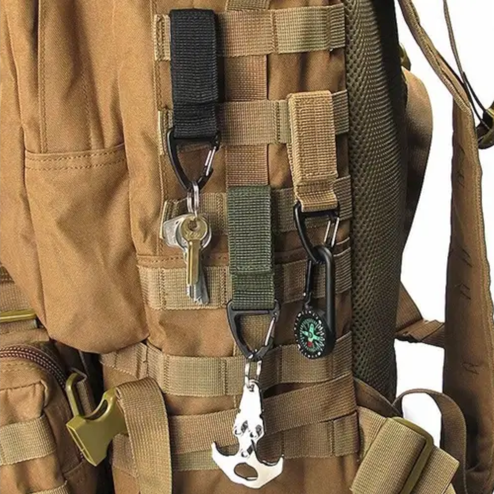 Multifunctional Molle Webbing Belt Clip Carabiner Buckle Backpack Chain Hook Dark Green