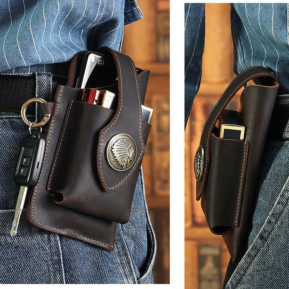Multifunctional Leather Waist Belt Bag Phone Holder Men